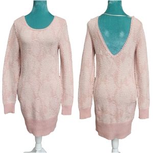 Free People Abstract Ribbed Knit Open Back Tunic Sweater Large